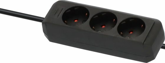 extension lead 3-way black 1,5m H05VV-F 3G1,5