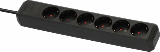 extension lead 6-way black 1,5m H05VV-F 3G1,5