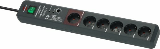 19.500A automatic extension lead with surge protection 6-way anthracite 3m H05VV-F 3G1,5 1xMain 5xFollow