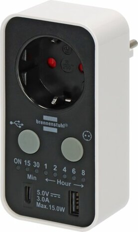 Digital countdown timer with USB A and USB C white black