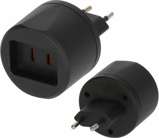 Travel Adapter USA Euro with 2,5A fuse