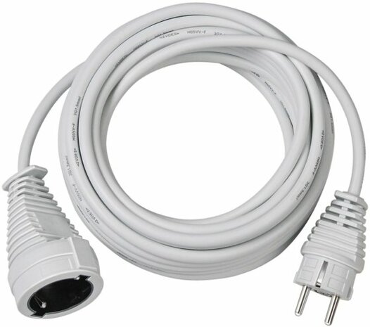 Quality plastic extension cable 5m white H05VV-F 3G1,5