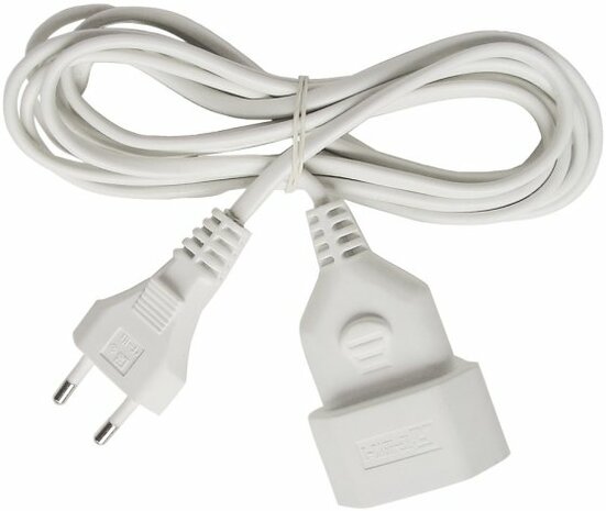 Plastic extension cable 3m white H03VVH2-F 2x0,75