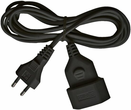Plastic extension cable 3m black H03VVH2-F 2x0,75