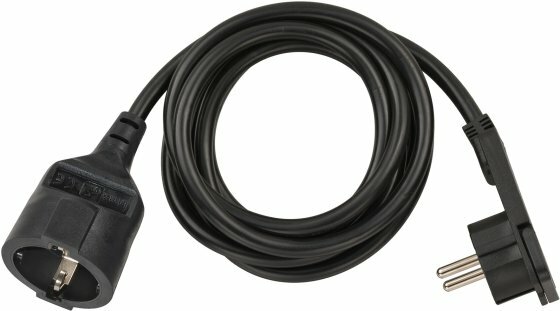 Quality Plastic Extension Cable with Flat Plug 2m H05VV-F3G1.5 black