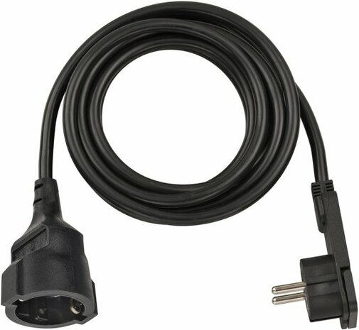 Quality Plastic Extension Cable with Flat Plug 3m H05VV-F3G1.5 black