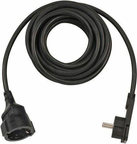 Quality Plastic Extension Cable with Flat Plug 5m H05VV-F3G1.5 black