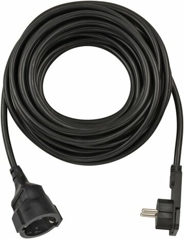 Quality Plastic Extension Cable with Flat Plug 10m H05VV-F3G1.5 black