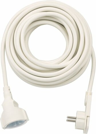 Quality Plastic Extension Cable with Flat Plug 10m H05VV-F3G1.5 white