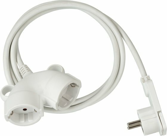 Quality plastic extension cable 5m H05VV-F 3G1.5 white with a flat plug and double coupling