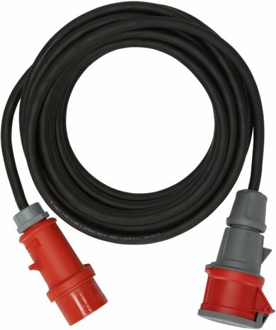 extension cable IP44 with phase inverter 10m black H07RN-F 5G2,5 CEE 400V 16A