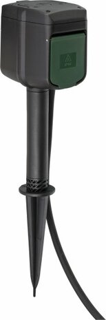 WIFI garden socket with earth spike and mounting plate IP44 2-fold 10m