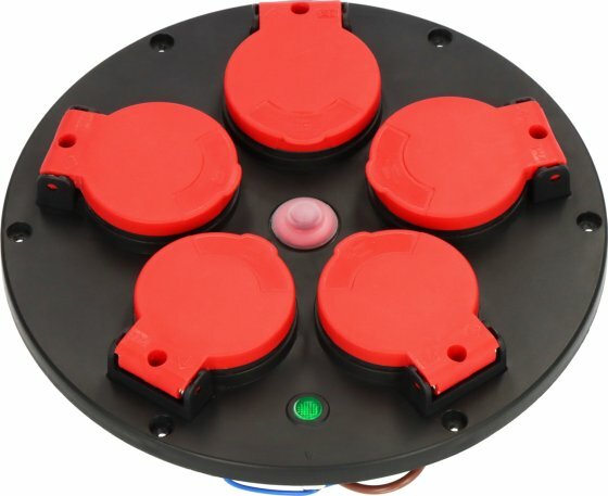 Professional Socket Outlet Mounting Plate 5-way, IP44, thermostat with standby indicator