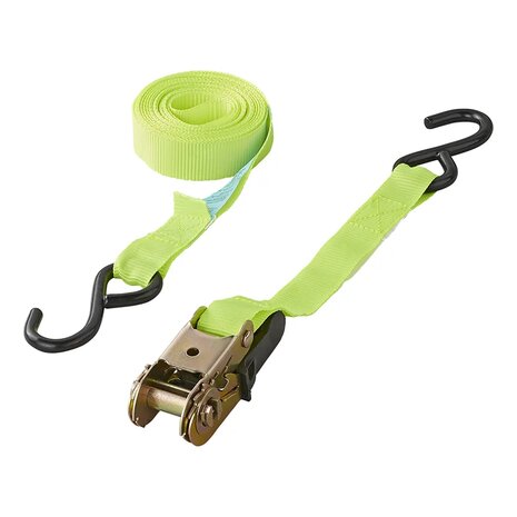 Tie down strap with ratchet + 2 hooks 5 meter - set of 4 pieces