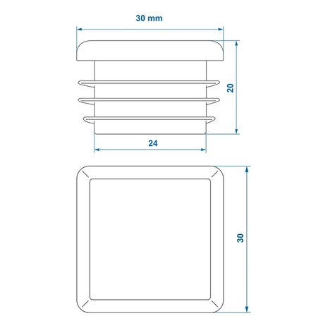 End cap 30x30mm x10 stuks