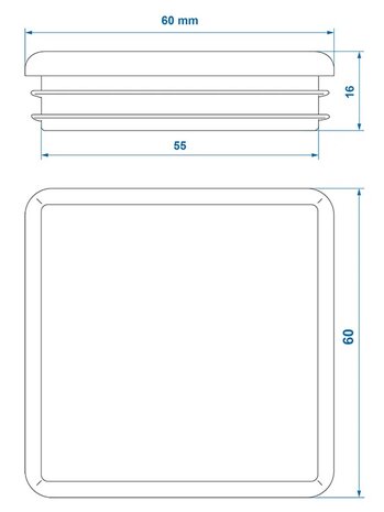 End cap 60x60mm x10 stuks