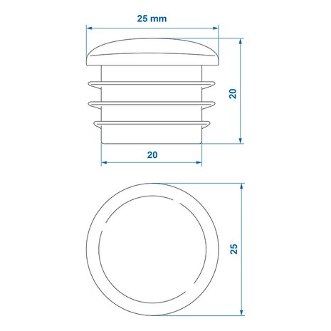 End cap Ø25mm x10 stuks