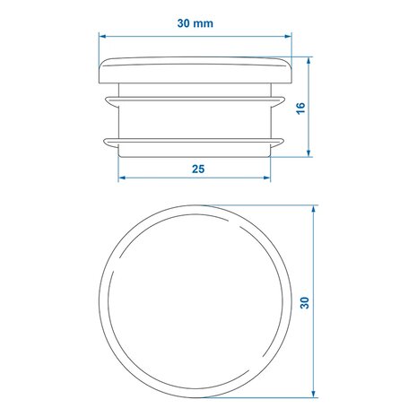 End cap Ø30mm x10 stuks