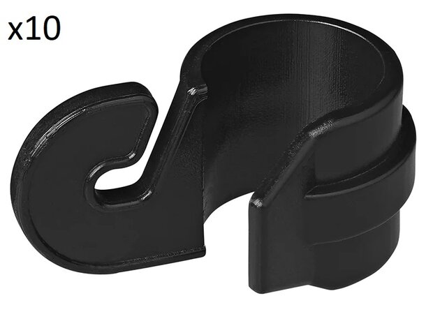 Tent clip for tent pole 19-22mm with hook x10 stuks