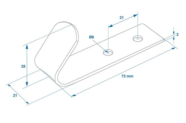 Screw-on Hook metal 72 x 21 x 2 mm x5 pieces