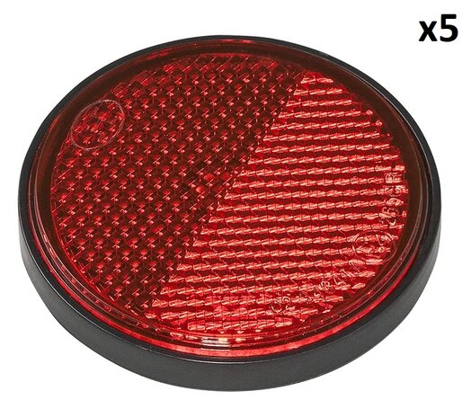 Reflector red 58mm self-adhesive with base plate x5 pieces