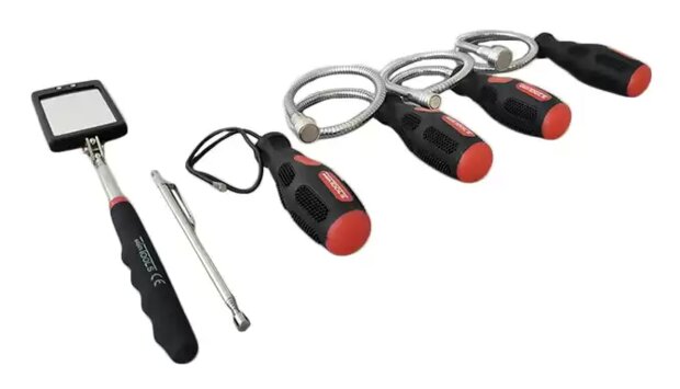 Flexible and Telescopic Magnetic Holder and Inspection Mirror Set – 6 Pieces