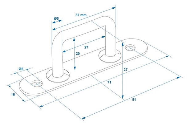Rectangular sail eye 36mm x5 pieces