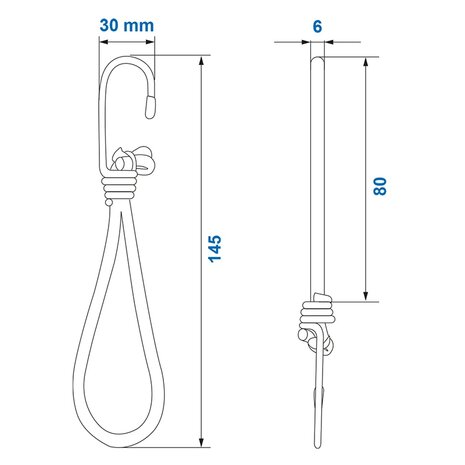 Hook metal with elastic loop for trailer net/tent/tarpaulin x10 pieces