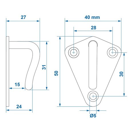 Rope hook metal 40x45mm welded x10 pieces