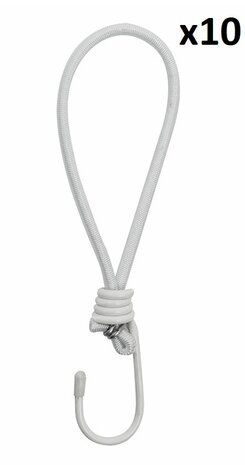 Tent tensioner elastic white with hook x10 pieces