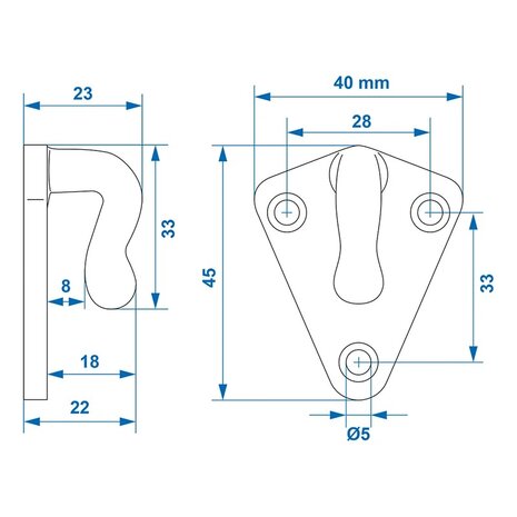 Rope hook metal 40x45mm x10 pieces