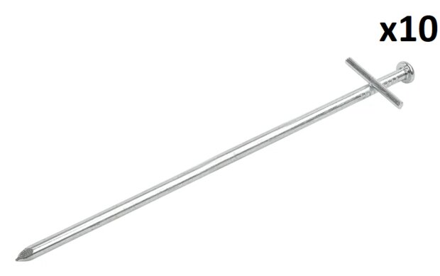 Metal ground peg 23 cm with welded cross pin x10 pieces