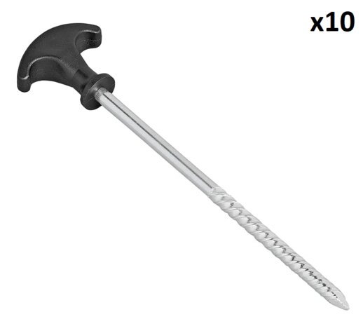 Tent peg 20.5 cm galvanized steel screw-in x10 pieces