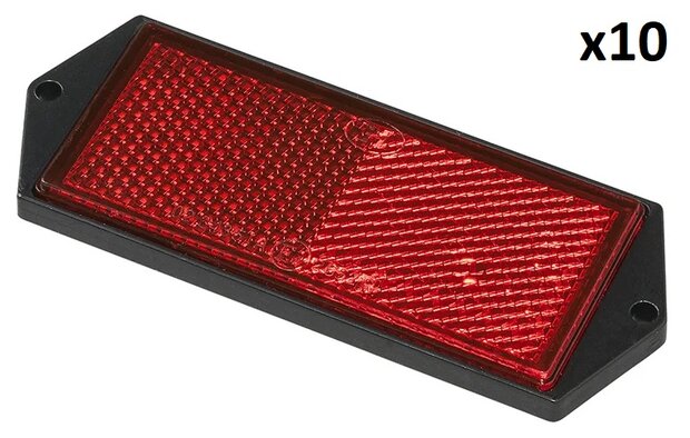 Reflector red 104x40mm screw mounting x10 pieces