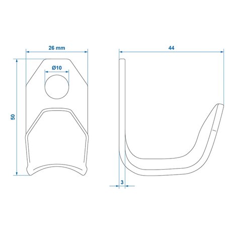 Screw-on Hook Metal 37 x 25 x 3 mm x5 pieces