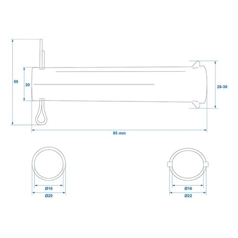 Shaft for jockey wheel 60 mm x10 pieces
