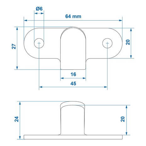 Metal rope hook 65x27 mm curved x10 pieces