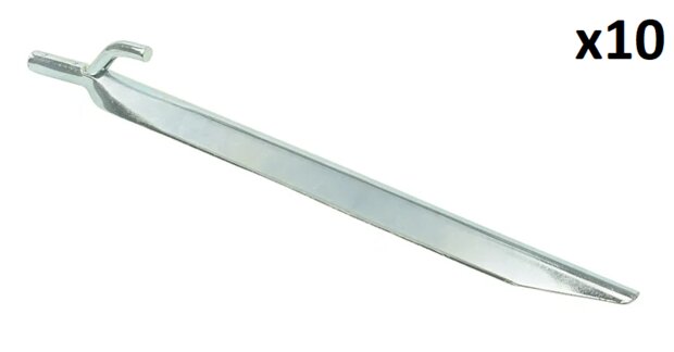 Tent peg 25cm metal with hook x10 pieces