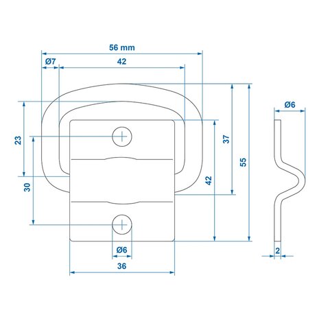 Two-piece tie-down ring 42 x 36 mm x10 pieces