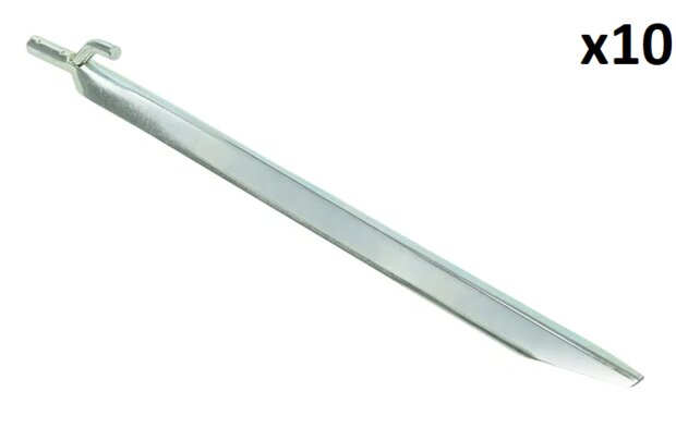Tent peg 30cm metal with hook x10 pieces