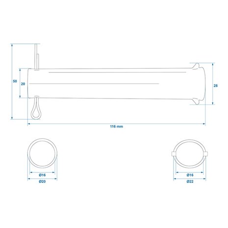 Axle for jockey wheel 48 mm x10 pieces