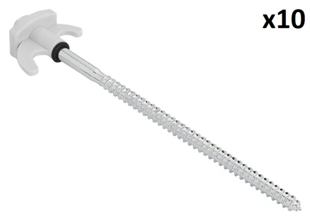 Tent peg 20cm metal screw-in with plastic hook x10 pieces