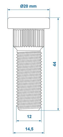 Wheel Bolt M12x1.5 Knurled 14.5 mm x10 pieces