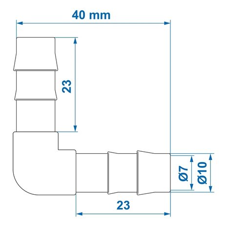 Angled Hose Barb 10 mm x10 pieces