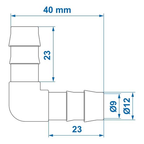 Angled hose tail 12 mm x10 pieces