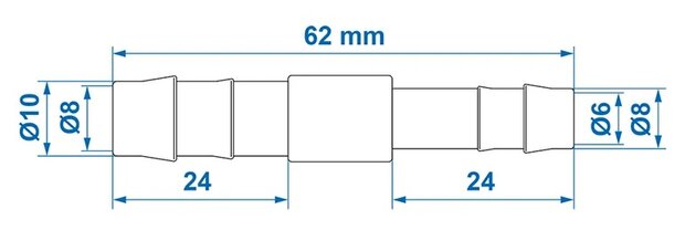 Straight hose reducer 10x8 mm x10 pieces