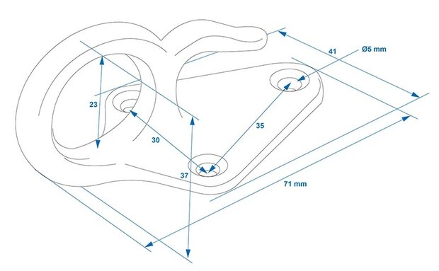 Rope hook metal with eye 70 x 40 mm x5 pieces