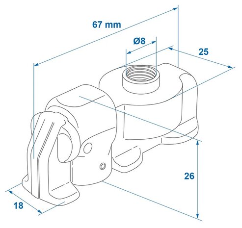 Double stud fitting with thread