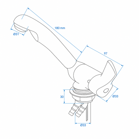 Mixer Tap Keramik Style 12V diameter 33 mm chrome x5 pieces