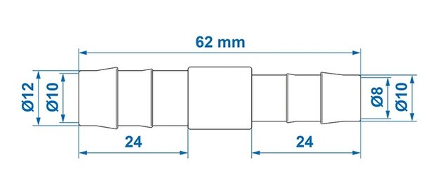 Straight hose reducer 12x10 mm x10 pieces